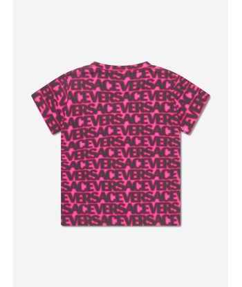 Versace Girls Logo Print T-Shirt in Pink 2024