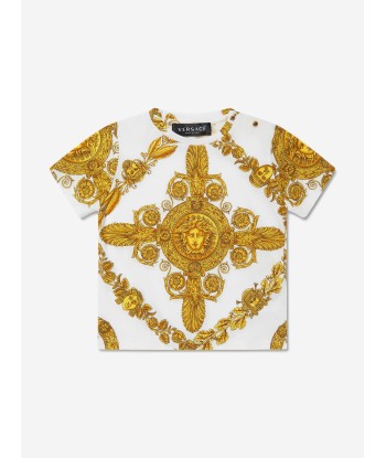 Versace Baby Maschera Baroque T-Shirt in White Economisez 