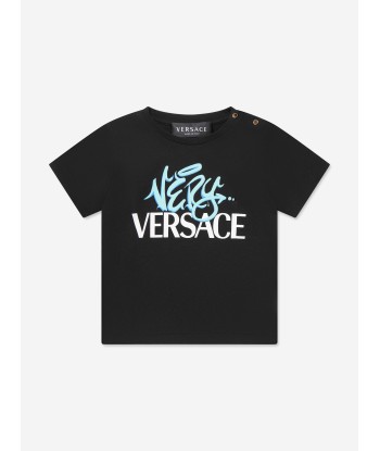 Versace Baby Boys Logo Print T-Shirt in Black Découvrez la collection