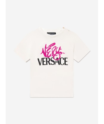 Versace Baby Girls Logo Print T-Shirt in White Toutes les collections ici