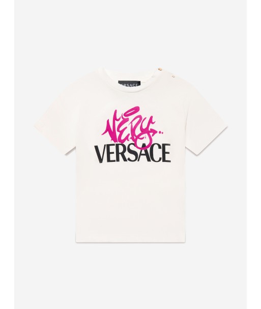 Versace Baby Girls Logo Print T-Shirt in White Toutes les collections ici