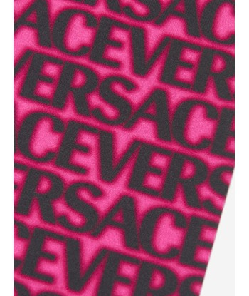 Versace Girls Logo Print Leggings in Pink les muscles