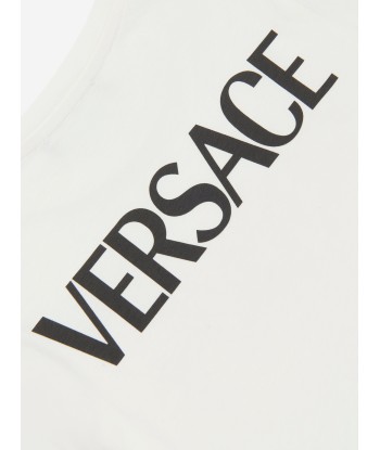 Versace Girls Logo Print T-Shirt in White de pas cher