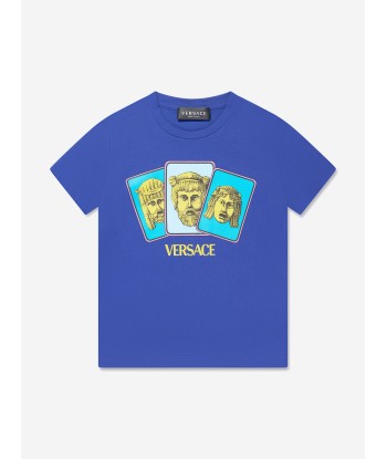 Versace Boys Maschere Logo T-Shirt in Blue Comparez et commandez 