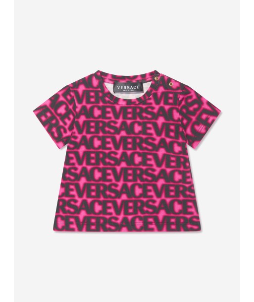 Versace Baby Girls Logo T-Shirt in Pink Découvrez la collection