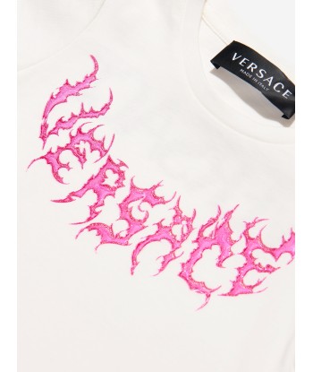 Versace Baby Girls Logo Print T-Shirt in White acheter