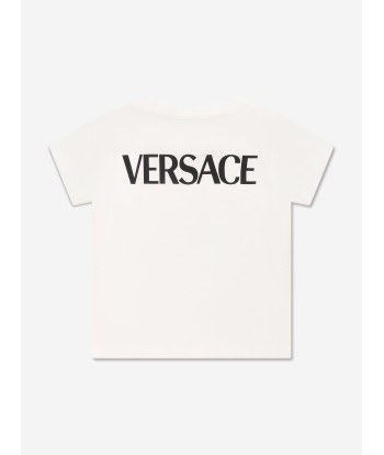 Versace Baby Girls Logo Print T-Shirt in White acheter