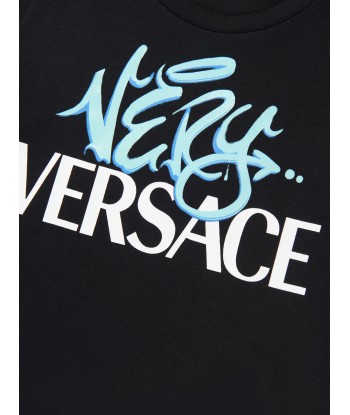 Versace Boys Logo Print T-Shirt in Black chez Cornerstreet bien 