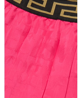 Versace Girls Jacquard Logo Pleated Skirt in Pink acheter en ligne