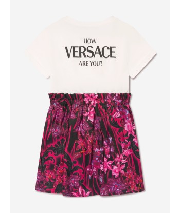 Versace Girls Logo Flower Dress in White la colonne vertébrale