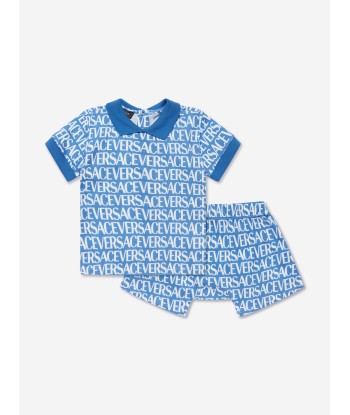 Versace Baby Boys Logo Top And Shorts Set in Blue Découvrez la collection