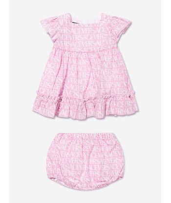 Versace Baby Girls Logo Dress With Knickers in Pink 2023