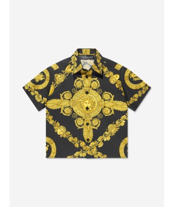 Versace Boys Short Sleeve Heritage Shirt in Black vente chaude votre 