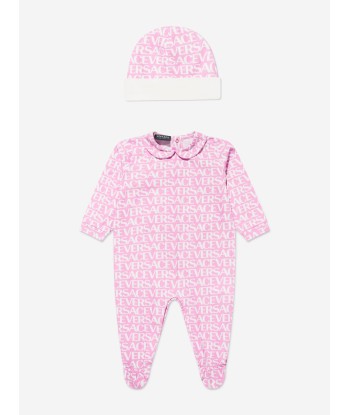 Versace Baby Girls Logo Print Babygrow Gift Set in Pink acheter en ligne