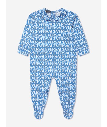 Versace Baby Boys Logo Print Babygrow Gift Set in Blue les ctes