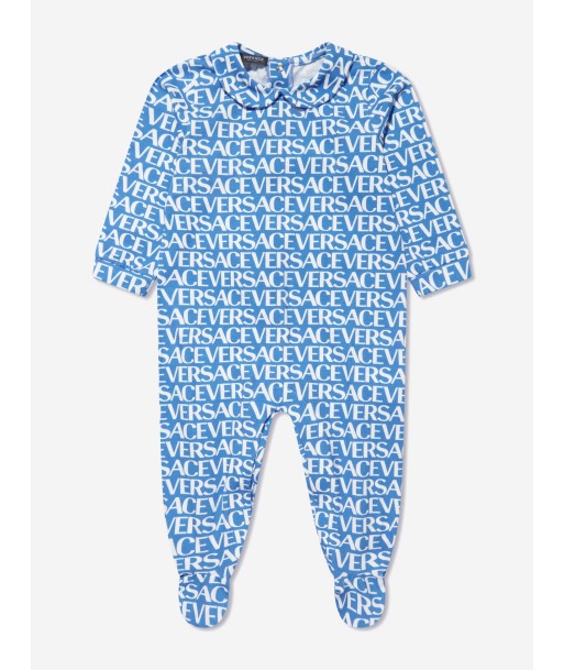 Versace Baby Boys Logo Print Babygrow Gift Set in Blue les ctes