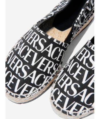 Versace Girls Logo Espadrilles in Black de technologie