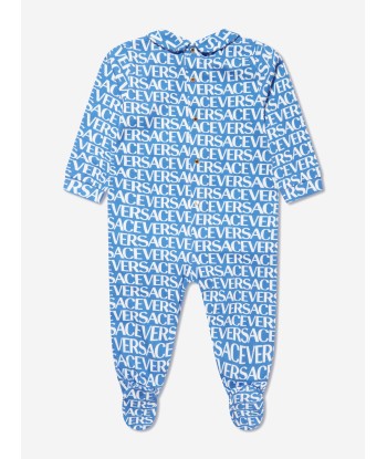 Versace Baby Boys Logo Print Babygrow Gift Set in Blue les ctes