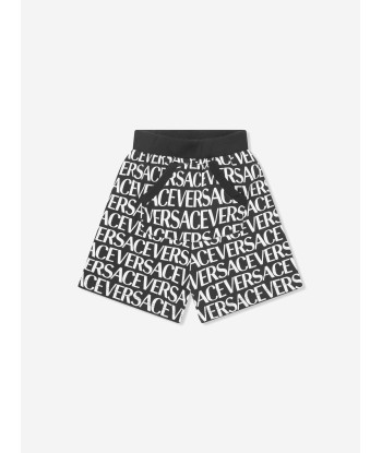 Versace Boys Logo Print Shorts in Black store