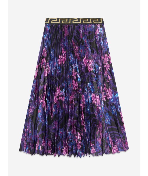 Versace Girls Flower Pleated Skirt in Black meilleur choix