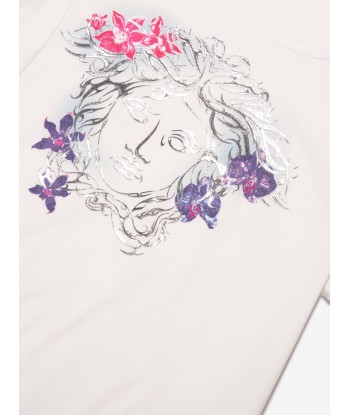 Versace Girls Orchid Medusa T-Shirt in White Faites des économies