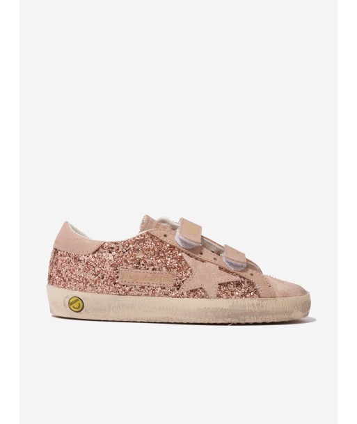 Golden Goose Girls Old School Glitter And Leather Star Trainers in Peach 2 - 3 jours ouvrés.