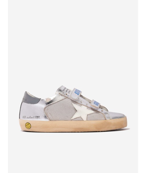 Golden Goose Kids Old School Leather And Net Star Trainers in Silver en ligne