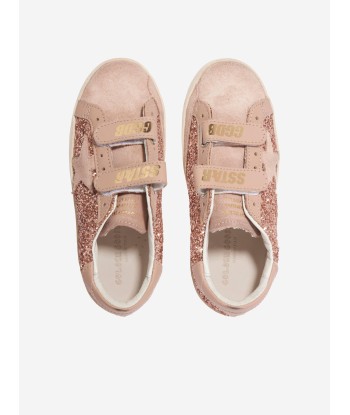 Golden Goose Girls Old School Glitter And Leather Star Trainers in Peach 2 - 3 jours ouvrés.