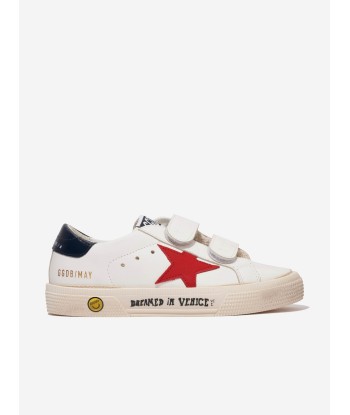 Golden Goose Kids May School Leather Shiny Star Trainers in White Comment ça marche