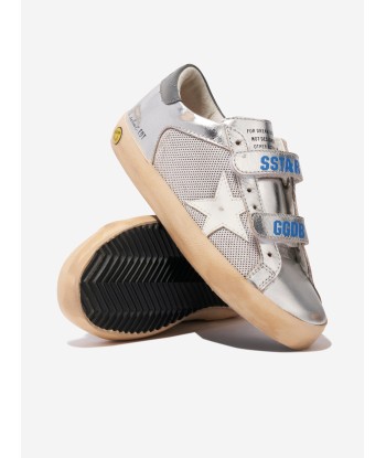 Golden Goose Kids Old School Leather And Net Star Trainers in Silver en ligne