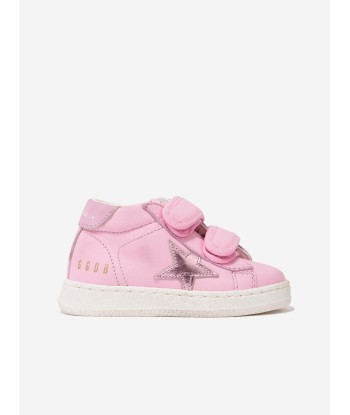 Golden Goose Girls June Leather Star Trainers in Pink basket pas cher