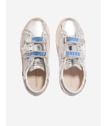 Golden Goose Kids Old School Leather And Net Star Trainers in Silver en ligne