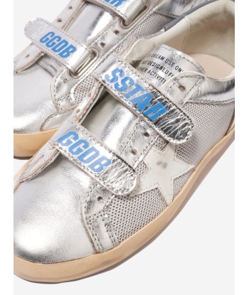 Golden Goose Kids Old School Leather And Net Star Trainers in Silver en ligne