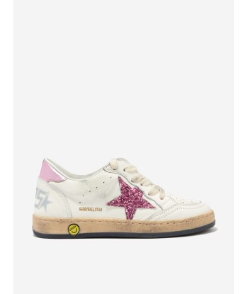 Golden Goose Kids Ballstar Leather And Glitter Star Trainers in White vente chaude votre 