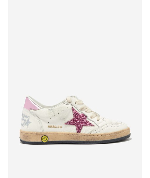 Golden Goose Kids Ballstar Leather And Glitter Star Trainers in White vente chaude votre 