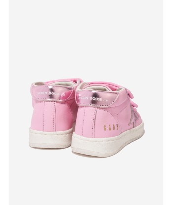 Golden Goose Girls June Leather Star Trainers in Pink basket pas cher