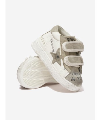 Golden Goose Kids June Leather Journey Print Star Trainers in White de la marque