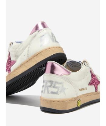 Golden Goose Kids Ballstar Leather And Glitter Star Trainers in White vente chaude votre 