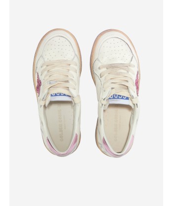 Golden Goose Kids Ballstar Leather And Glitter Star Trainers in White vente chaude votre 