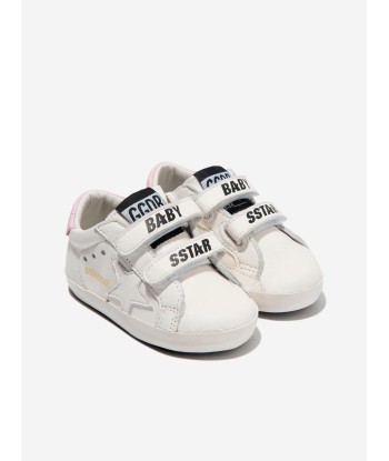 Golden Goose Baby Girls Leather Stripes And Star Trainers in White de technologie