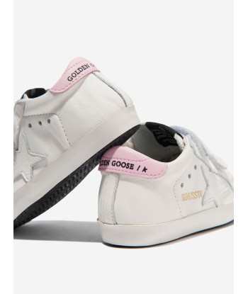 Golden Goose Baby Girls Leather Stripes And Star Trainers in White de technologie