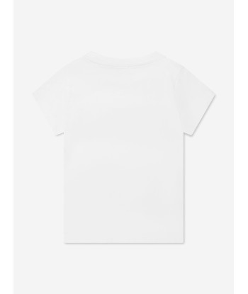 Golden Goose Girls Crystal Logo T-Shirt in White les muscles