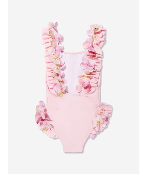 Selini Action Girls Flower Trims Swimsuit in Pink En savoir plus