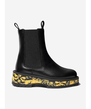 Versace Girls Leather Barocco Chelsea Boots en ligne