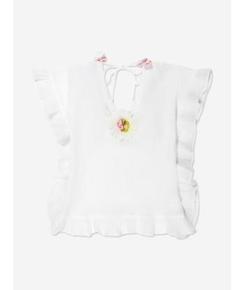 Selini Action Girls Flower Kaftan in White Jusqu'à 80% De Réduction