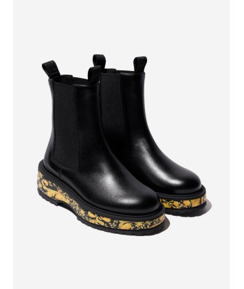 Versace Girls Leather Barocco Chelsea Boots en ligne