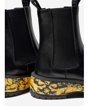 Versace Girls Leather Barocco Chelsea Boots en ligne