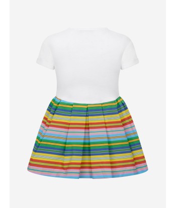 MSGM Girls Dress - Striped Cotton Tropical Dress rembourrage situé sous