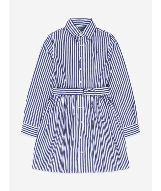 Ralph Lauren Girls Blue Striped Cotton Shirt Dress les ligaments