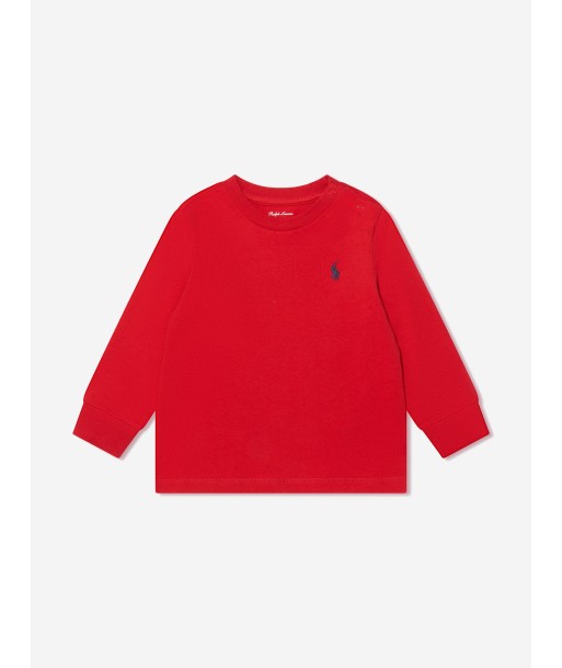 Ralph Lauren Baby Boys Long Sleeve T-Shirt in Red livraison et retour toujours gratuits